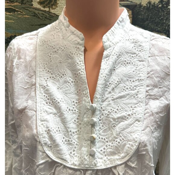 The Webster Miami Women's White Lace Detail Cotton Tunic Top - Picture 5 of 16
